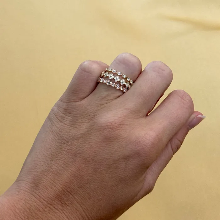 Diamond Bar Spaced 14K Yellow Gold Halfway Band Croghans Rings