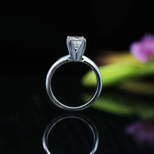 Diamond Source NYC Rings Diamond Solitaire Engagement Ring Set in 14K White Gold 100ct tw Cushion Cut Clarity Enhanced Diamond