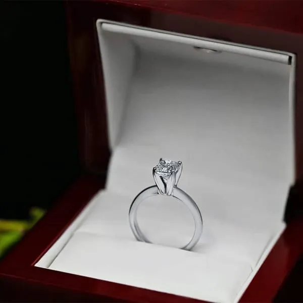 Diamond Source NYC Rings Diamond Solitaire Engagement Ring Set in 14K White Gold 100ct tw Cushion Cut Clarity Enhanced Diamond