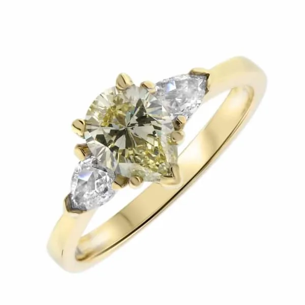 Diamond Source NYC Rings Fancy Yellow Diamond Ring Set in 14K Yellow Gold 138ct tw Pear Shape Natural Diamonds