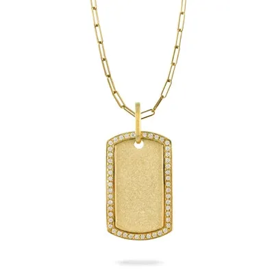 Doves 14K Yellow Gold Diamond Dog Pendant with Satin Finish Doves Necklaces