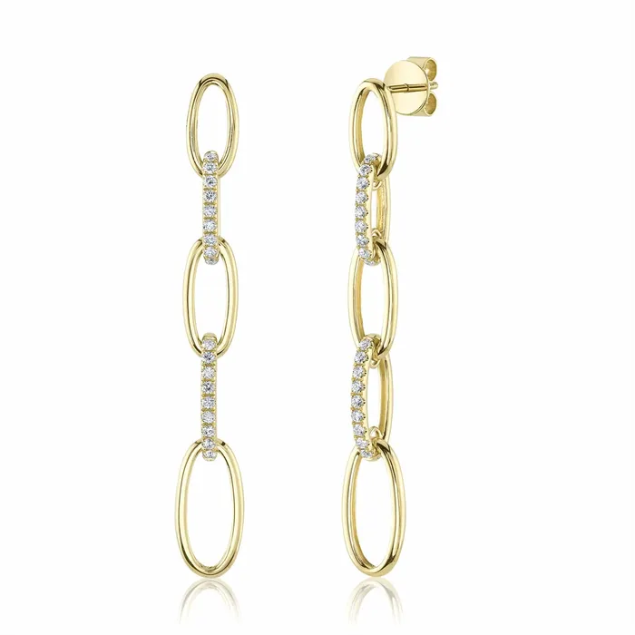 Earrings Meierotto Jewelers 14K Yellow Gold Diamond Chain Link Dangle Earrings