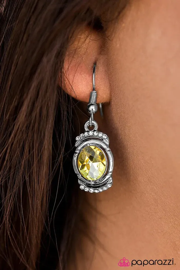 Earrings Paparazzi Earring Miami Majesty Yellow Paparazzi Jewelry