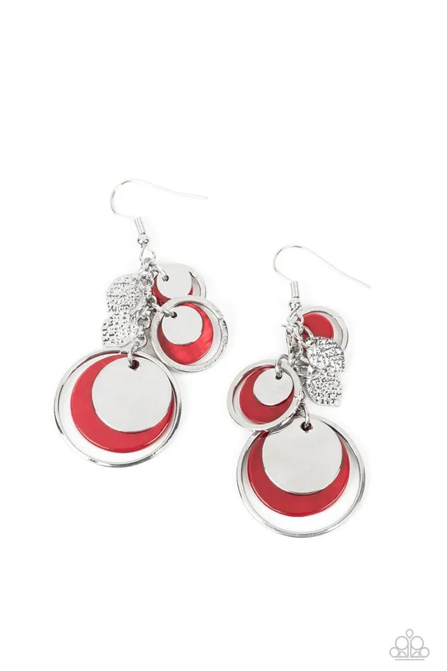 Earrings Paparazzi Earring Saved by the SHELL Red Paparazzi Jewelry