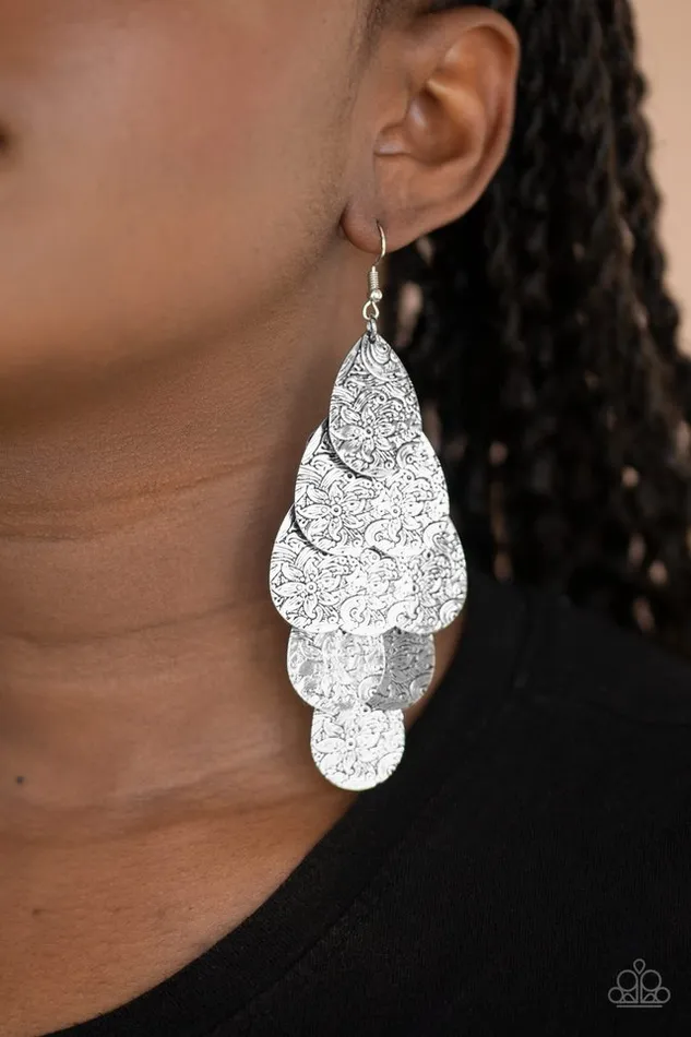 Earrings Paparazzi Jewelry Paparazzi Earring Hibiscus Harmony Silver