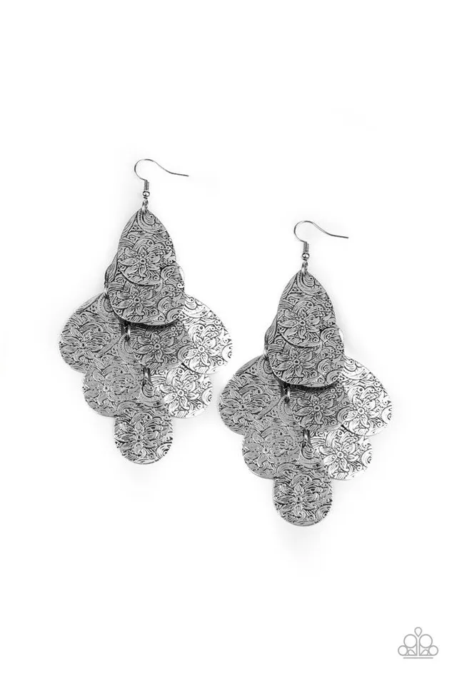 Earrings Paparazzi Jewelry Paparazzi Earring Hibiscus Harmony Silver Earrings Paparazzi Jewelry Paparazzi Earring Hibiscus Harmony Silver