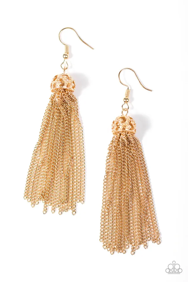 Earrings Paparazzi Jewelry Paparazzi Earring Oh My Tassel Gold