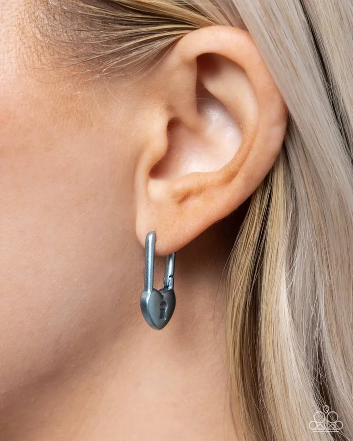 Earrings Paparazzi Jewelry Paparazzi Earring Pampered Padlock Blue