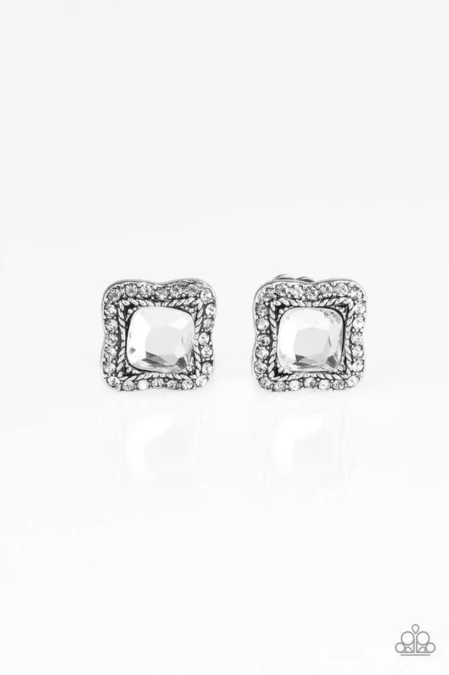 Earrings Paparazzi Jewelry Paparazzi Earring Royal Fandom White ClipOn