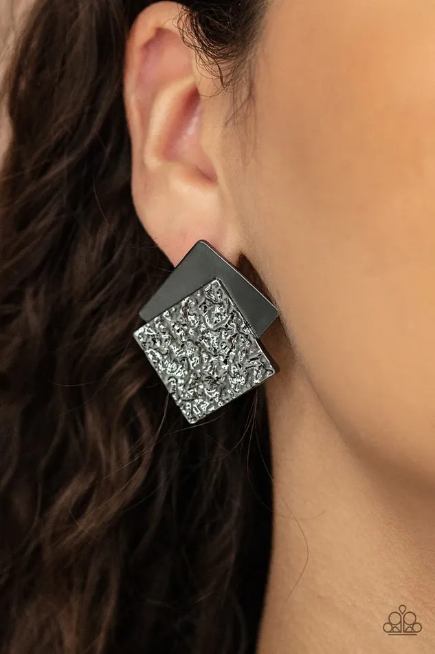 Earrings Paparazzi Jewelry Paparazzi Earring Square With Style Black