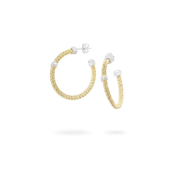 Earrings Piero Milano 18K Yellow Gold Hoop Earrings with White Gold Diamond Rondel Piero Milano Earrings Piero Milano 18K Yellow Gold Hoop Earrings with White Gold Diamond Rondel Piero Milano