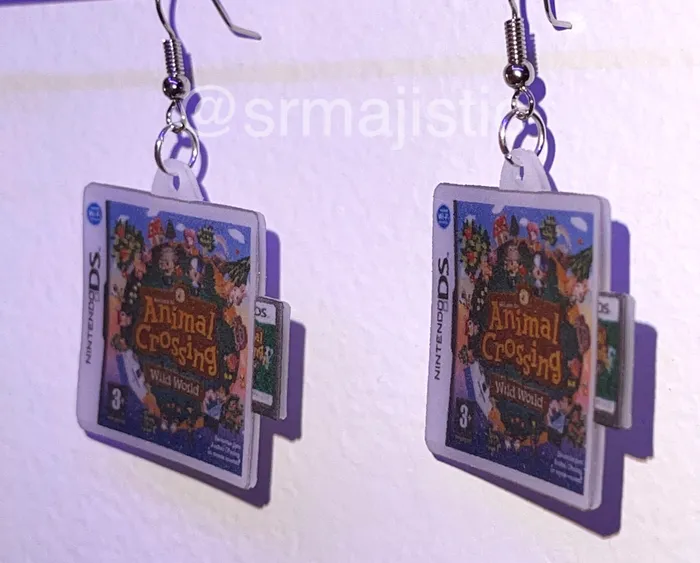 Earrings Sam Makes Things Animal Crossing Wild World Nintendo DS Game 2D detailed Handmade Earrings