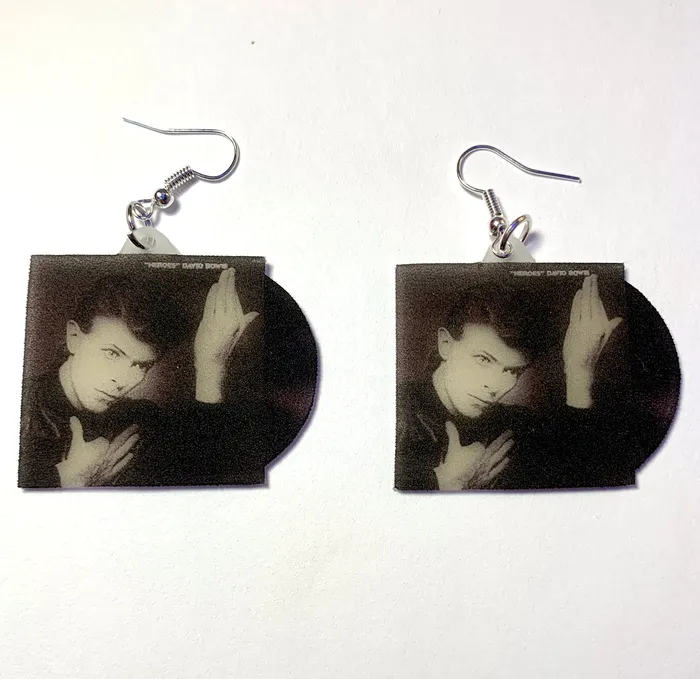 Earrings Sam Makes Things David Bowie Heroes Vinyl Album Handmade Earrings