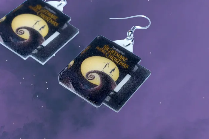 Earrings Sam Makes Things The Nightmare Before Christmas 1993 Movie VHS Tape 2D detailed Handmade Earrings