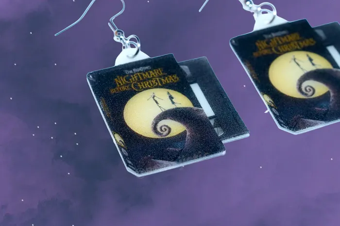 Earrings Sam Makes Things The Nightmare Before Christmas 1993 Movie VHS Tape 2D detailed Handmade Earrings