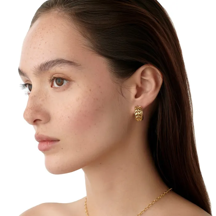 Earrings Temple St Clair Golden Vine Hoop Earrings Temple St Clair