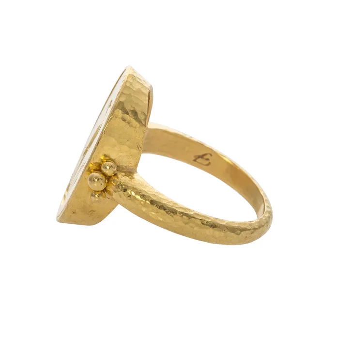 Elizabeth Locke Gold Oval Crane Ring Elizabeth Locke Rings