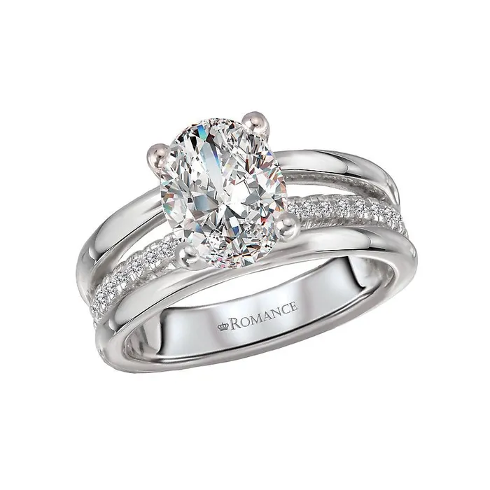 Engagement Collections Rings 14K White Gold Diamond Semimount Ring with Split Shank Engagement Collections Rings 14K White Gold Diamond Semimount Ring with Split Shank
