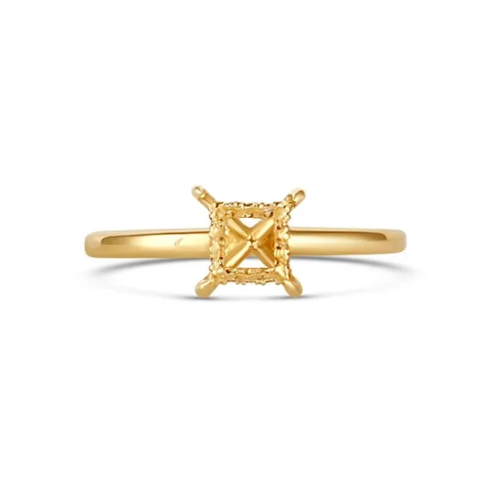 Engagement Collections Rings 14K Yellow Gold Semi Mount Ring for Princess Cut Diamond with Hidden Halo Engagement Collections Rings 14K Yellow Gold Semi Mount Ring for Princess Cut Diamond with Hidden Halo