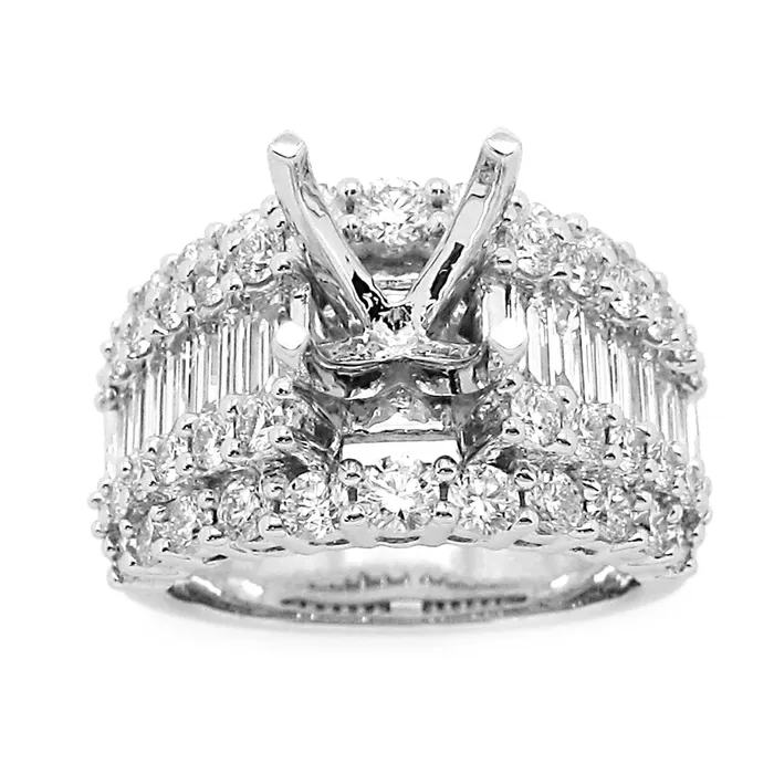 Engagement Collections Rings 18K White Gold Wide Diamond Semimount Ring