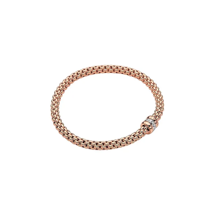 FOPE Bracelets Fope 18K Rose and White Gold Solo Collection Diamond Bracelet Medium Size FOPE Bracelets Fope 18K Rose and White Gold Solo Collection Diamond Bracelet Medium Size