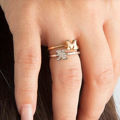 Gold Initial Letter Ring Mothers Ring Personalized Initial Ring Stackable rings for Women Belbren Rings Gold Initial Letter Ring Mothers Ring Personalized Initial Ring Stackable rings for Women Belbren Rings