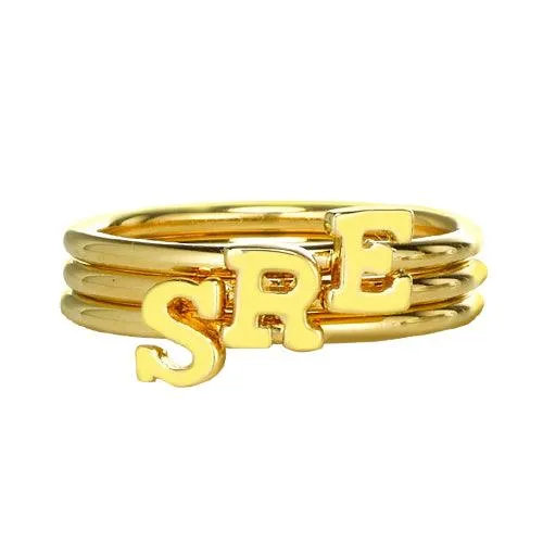 Gold Initial Letter Ring Mothers Ring Personalized Initial Ring Stackable rings for Women Belbren Rings