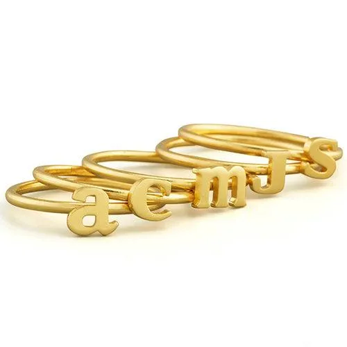 Gold Initial Letter Ring Mothers Ring Personalized Initial Ring Stackable rings for Women Belbren Rings
