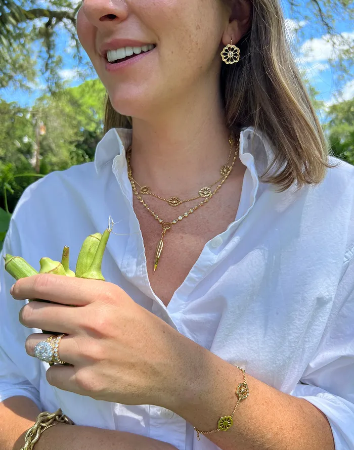 Goldbug Collection Earrings Goldbug Okra Drop Earrings