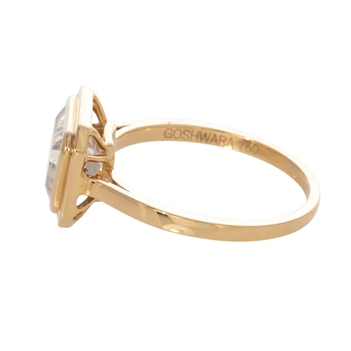Goshwara EmeraldCut Moon Quartz Bezel Set 18K Gold Ring Goshwara Rings