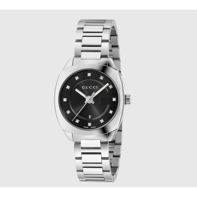 Gucci GG2570 Stainless Steel Black Dial Diamonds 29mm Quartz Gucci Bracelets