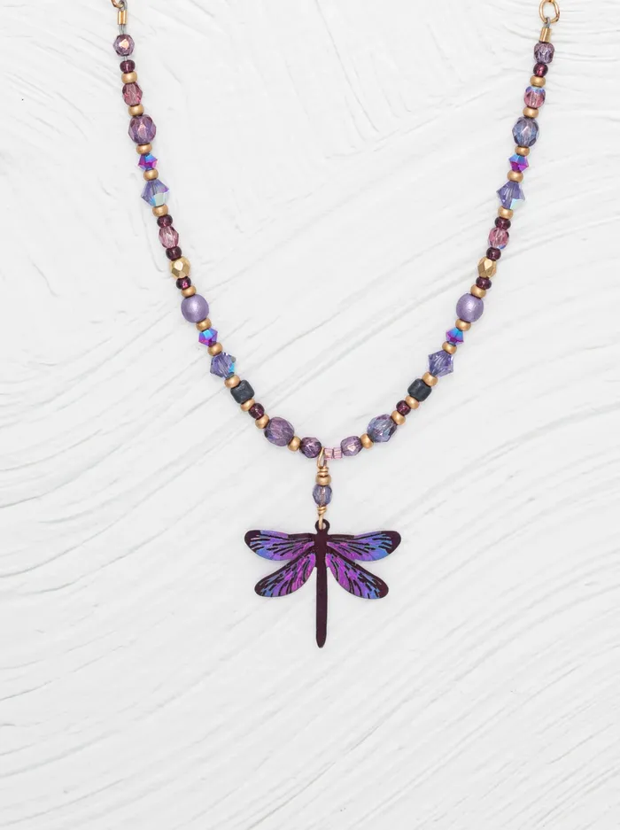 Holly Yashi Necklaces Dragonfly Dreams Beaded Necklace in Violet