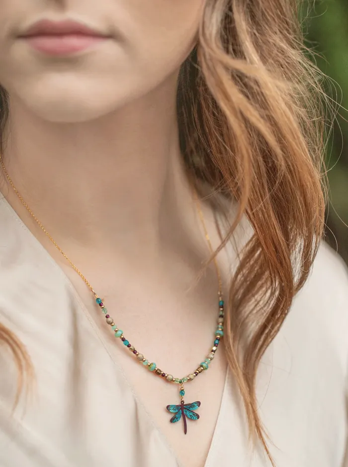 Holly Yashi Necklaces Dragonfly Dreams Beaded Necklace in Violet