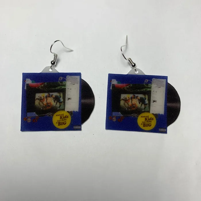 Lauren Sanderson Midwest Kids Can Make it Big Vinyl Album Handmade Earrings Sam Makes Things Earrings