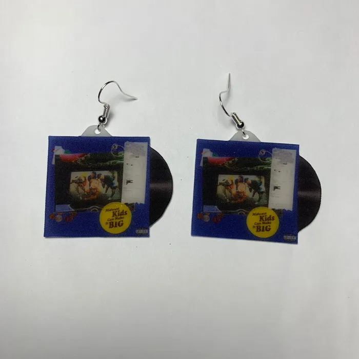 Lauren Sanderson Midwest Kids Can Make it Big Vinyl Album Handmade Earrings Sam Makes Things Earrings