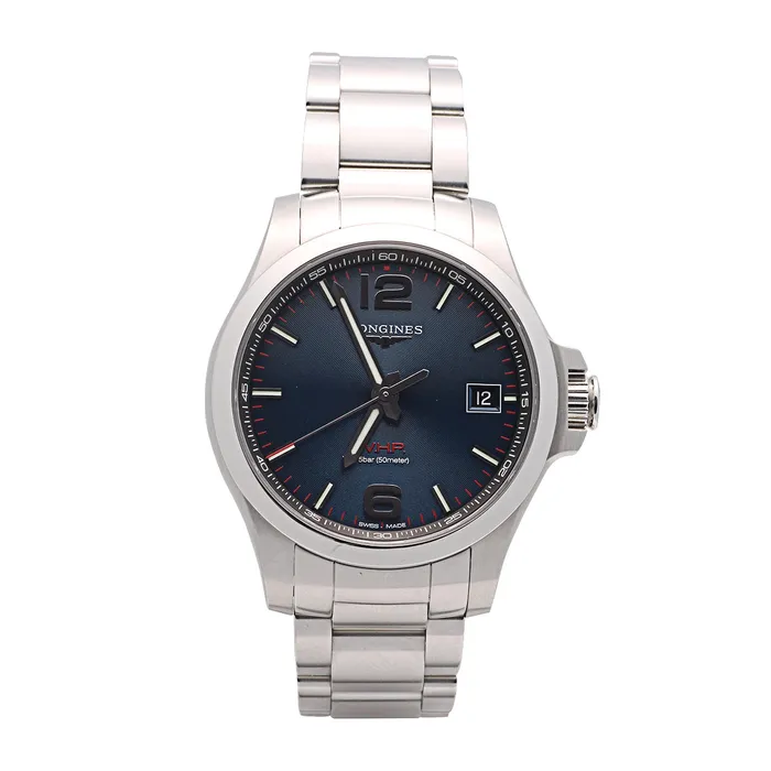 Longines Conquest VHP Stainless Steel Blue Dial 41mm Quartz Preowned Preowned Longines Bracelets Longines Conquest VHP Stainless Steel Blue Dial 41mm Quartz Preowned Preowned Longines Bracelets