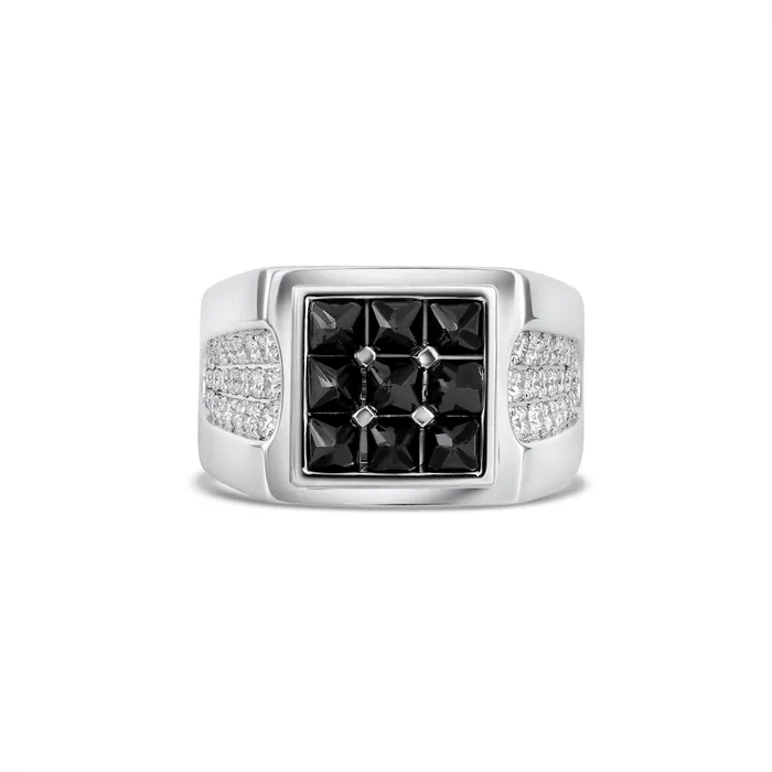 Meierotto Jewelers Gents 18K White Gold White and Black Diamond Ring Rings