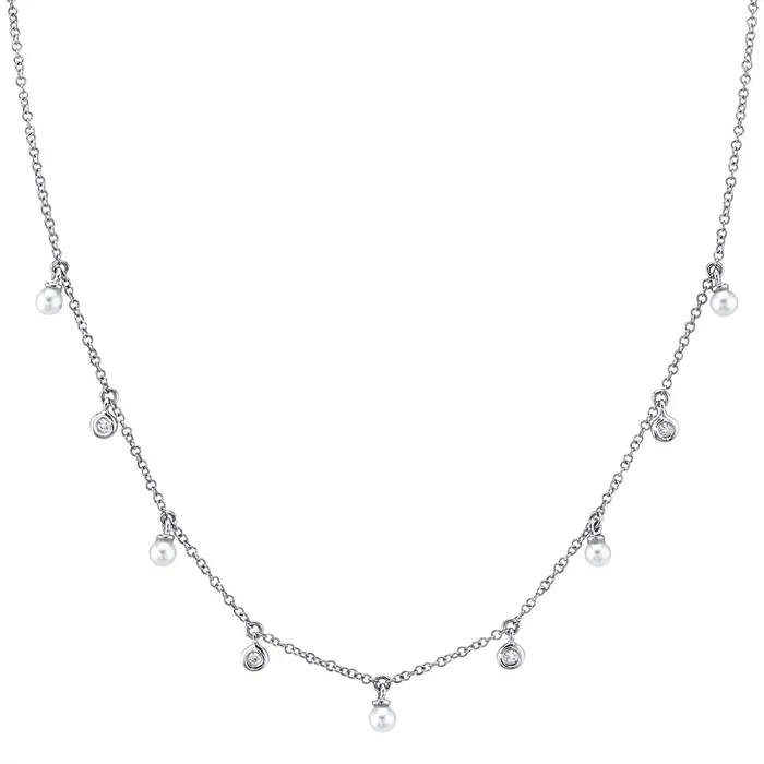 Meierotto Jewelers Necklaces 14K White Gold Diamond Cultured Pearl Necklace