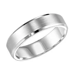 Mens Bands 7mm Platinum Beveled Edge Wedding Band with Brushed Center Rings