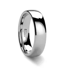 Mens Bands Rings Domed White Tungsten Band