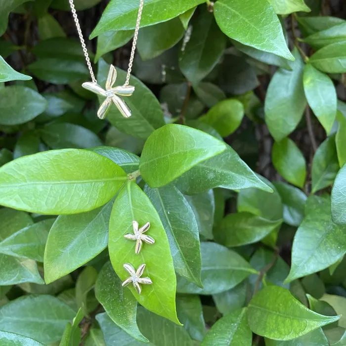 Mini Collection Earrings Diamond 14K Yellow Gold Star Jasmine Stud Earrings