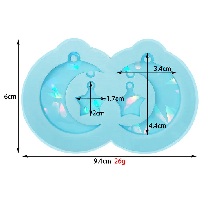 Moon Star Laser Earrings Silicone Mold IntoResin Earrings