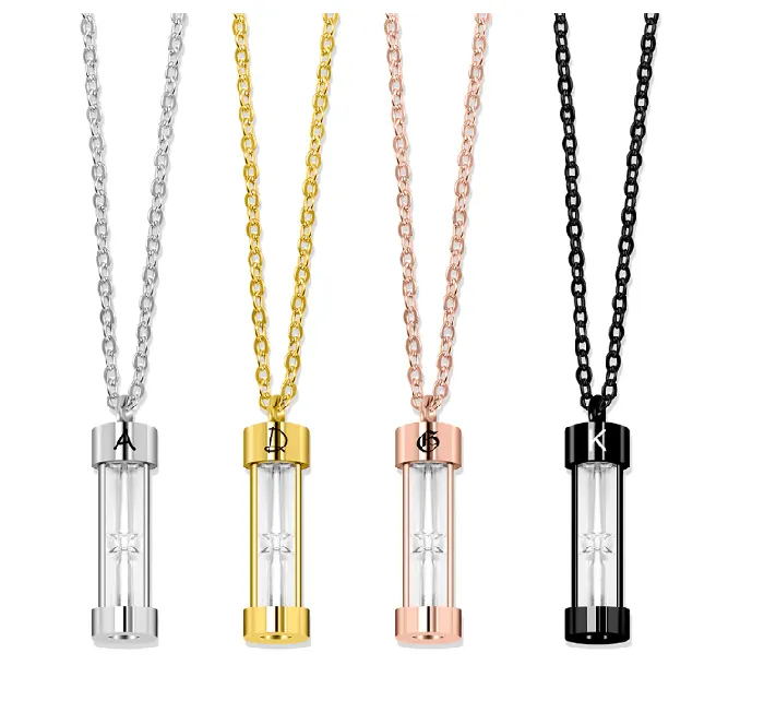 Necklaces Belbren Personalized Hourglass Urn Necklace Custom Engraved Memorial Pendant for Ashes Elegant Cremation Jewelry Keepsake