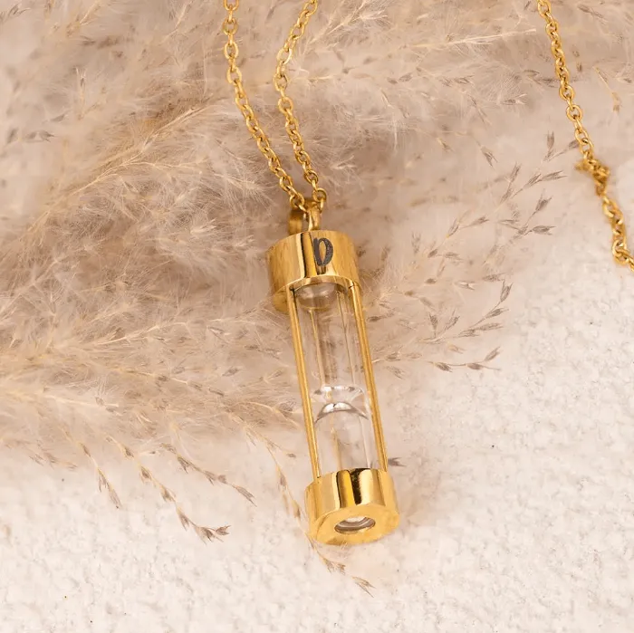 Necklaces Belbren Personalized Hourglass Urn Necklace Custom Engraved Memorial Pendant for Ashes Elegant Cremation Jewelry Keepsake