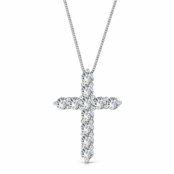 Necklaces Diamond Source NYC 14kt White Gold 530Ctw Diamond Cross Pendant Necklace CR30500