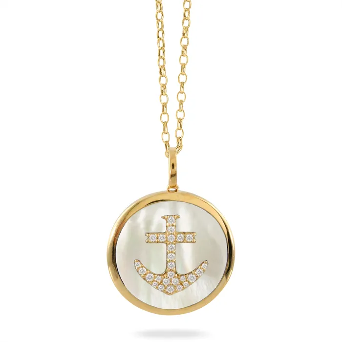 Necklaces Doves 18K Yellow Gold Diamond Pendant with White Mother of Pearl Doves Necklaces Doves 18K Yellow Gold Diamond Pendant with White Mother of Pearl Doves