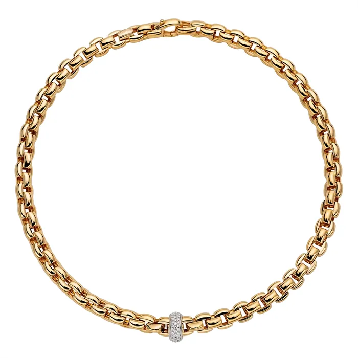 Necklaces Fope 18K Yellow and White Gold Eka Collection Diamond Rondel Necklace 17 inch FOPE Necklaces Fope 18K Yellow and White Gold Eka Collection Diamond Rondel Necklace 17 inch FOPE