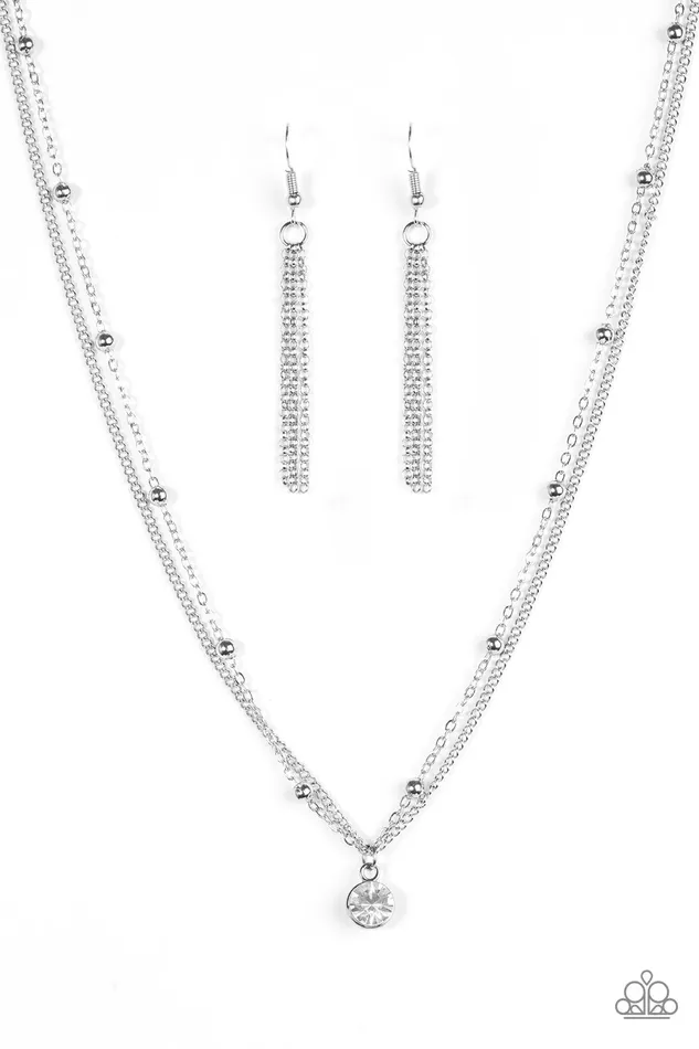Necklaces Paparazzi Jewelry Paparazzi Necklace FAME Time White
