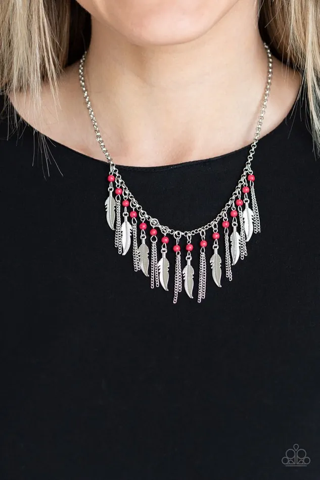 Necklaces Paparazzi Jewelry Paparazzi Necklace Feathered Ferocity Red