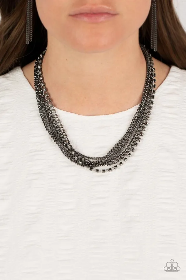 Necklaces Paparazzi Jewelry Paparazzi Necklace Free to CHAINge My Mind Black
